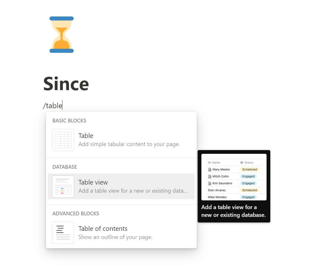 Make sure to select “Table view”